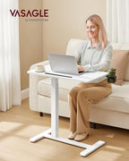 VASAGLE Overbed Table with Wheels, Mobile Laptop Standing Desk, 27.6 Inch