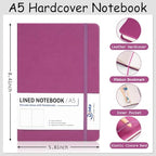 Dynta 20 Pack Hardcover Leather Journal, A5 College Ruled Notebooks