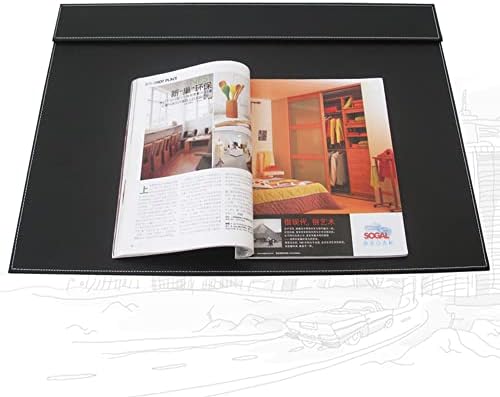 KINGFOM Ultra-Smooth PU Leather Desk Pad & Mat Office Desk Drawing & Writing Board A3/ A4 File Paper Clip Table Protector Mat on Top Large 24''x18'' (Black)
