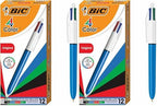 BIC 4-Color Retractable Ballpoint Pens with 1.0 mm Medium Point and Assorted Ink Colors,(Pack of 24)