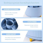Gawsey Blue Desk Organizers and Accessories with Desk Organizer 360° Rotating Pen Holder and Office Supplies, Cute Stationery Supplies Set