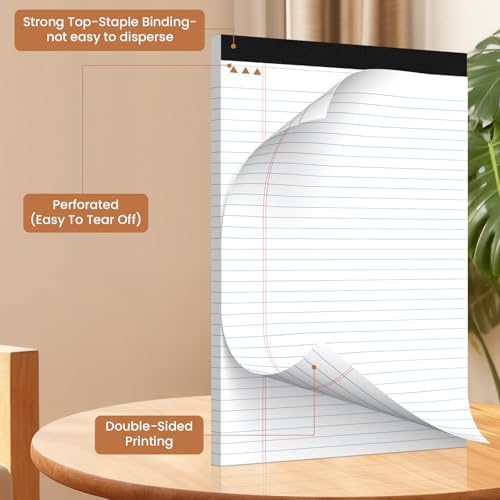 12pcs Legal Pads 8.5 x 11, Perforated White Notepad 8.5x11, 50Sheets/Pad
