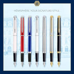 Waterman Hémisphère Fountain Pen Black with Gold Trim Medium Nib Blue Ink Gift Box