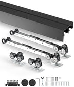 VEVOR Bypass Door Hardware, 8ft Heavy Duty Bypass Sliding Door Hardware Kit, Aluminum Alloy Sliding Closet Door Hardware Set with Finger Pulls, for 2 Door System, Fit Door Thickness 1 3/8" - 1 3/4"