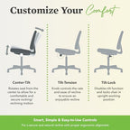 HON Volt Ergonomic Office Chair, Armless, Office Desk Computer Chair, Black