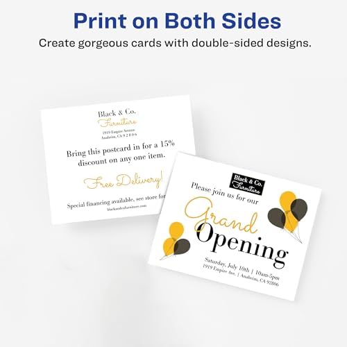 Avery Printable Postcards, 4.25" x 5.5", White, 200 Blank Postcards for Laser Printers (5689)