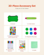 VEVOR Art Easel for Kids, 2-in-1 Wooden Double-Sided Kid's Art Easel with Magnetic Whiteboard & Chalkboard, Adjustable Standing Rotatable Foldable Drawing Board with Painting Accessories for Boy Girl