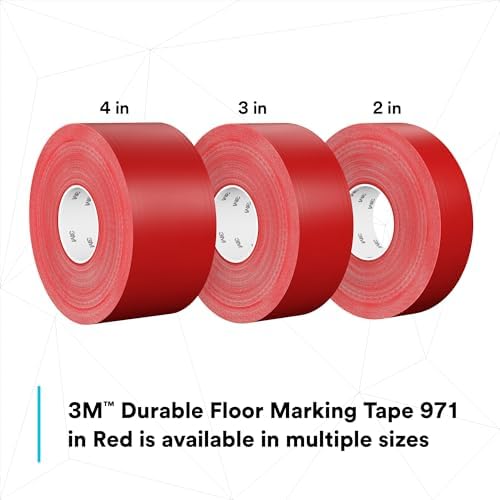 3M Durable Floor Marking Tape 971, Red, 2 in x 36 yd, 17 mil, 1 Roll