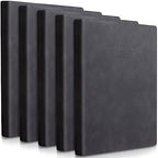 SATINIOR 5 Pack A4 Notebooks Leather Softcover Journal, Black
