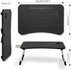 Lap Desk Bed Trays for Eating and Laptops Breakfast in Bed Tray for Sofa/Couch/Study/Reading/Writing with Cup Holder/Drawer On Low Sitting Floor Large Portable Foldable (Black)