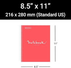 M MiquelRius Emotions Collection, Lined 1 Subject Notebook, 11" x 8.5", 80 Perforated Sheets, 3 Hole Punched, Coral Colored Cardboard Cover