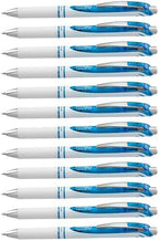 Pentel EnerGel Pearl Retractable Liquid Gel Pen, (0.7mm) Metal Tip, Medium Line, Sky Blue Accent, Sky Blue Ink, 12 pack (BL77PW-S)