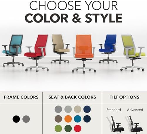 HON Ignition 2.0 Ergonomic Office Chair, Lumbar Support, Desk Chair, Sky