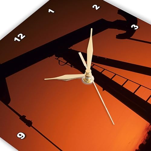 3dRose Wall Clock Silent - 13 inch - Industry, Oil rig, Tulsa, Oklahoma - US37 BBA0002 - Bill Bachmann - Industry
