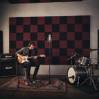 52 Pack Black/burgundy12 "X 12 "X1" Acoustic Panels Studio Soundproofing Foam Wedge Tiles(Accompanied By Double-Sided Adhesive Tape)
