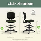 HON Volt Ergonomic Office Stool, Armless, Office Desk Computer Chair, Black