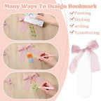 Yeaqee 100 Pcs Oval Shaped Clear Acrylic Bookmark Blanks with Ribbon