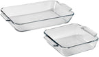 Anchor Hocking Oven Basics Cake Dish & 3 Quart Baking Dish Value Pack – Tempered Glass for Even Baking, Oven Safe, Microwave Safe, Made in USA