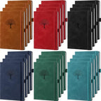 Qeeenar 24 Pack Leather Journals Bulk A5 Hardcover Notebooks, Multicolored