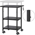 VASAGLE 3-Tier Printer Stand with Locking Wheels, Under Desk Printer Table