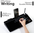 HURUC Desk Buddy Glass Desktop Whiteboard – Desk Board Buddy Hidden Storage