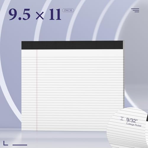 2 Pcs Note Pads 11" x 9.5" Legal Pads College Ruled Notepad Micro Perforated Writing Pads White Lined Paper 80GSM College Ruled Paper Pad of Paper 30 Sheets Notebook for School, To-Do Lists, Office