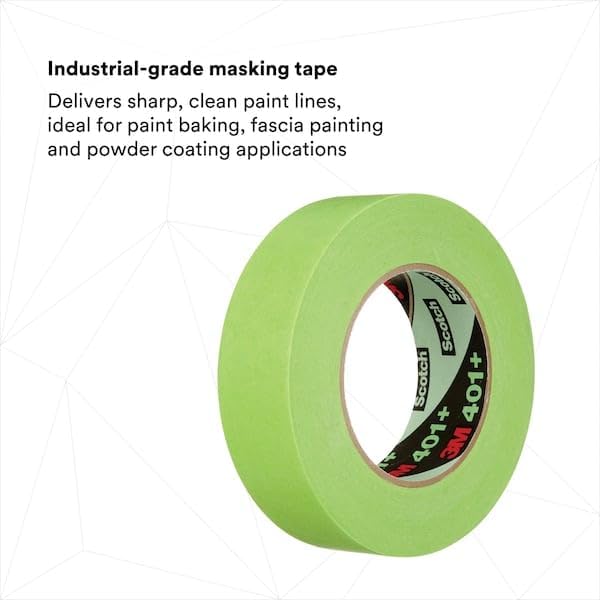 3M High Performance Green Masking Tape 401+, Superior Adhesion, Clean Removal, Highly Conformable, Paint-Bleed Resistant, 36 mm x 55 m, Individually Wrapped Roll, 1 Each