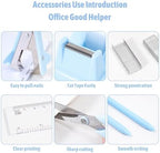 Gawsey Blue Desk Organizers and Accessories with Desk Organizer 360° Rotating Pen Holder and Office Supplies, Cute Stationery Supplies Set