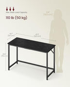 VASAGLE Computer Desk, Steel Frame Gaming Desk for Home Office, 47.2 Inch