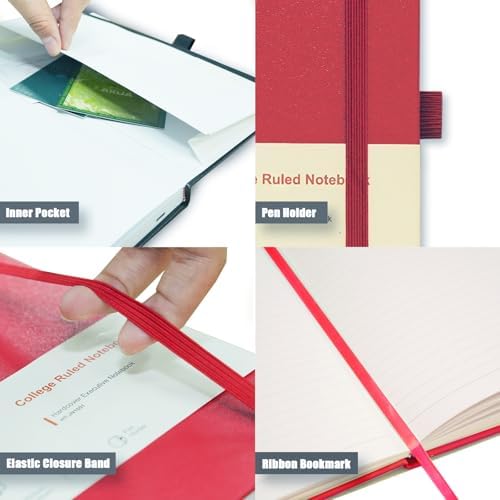 Heture Hardcover Notebooks, A5 Lined Journals Notebook for Writing 160 Pages, 8.2 x 5.5 inch, Colors Classic Ruled Notebooks for College/Work/Travel (Assorted Color, 12 Pack)