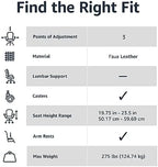 Amazon Basics Classic Puresoft PU Padded Mid-Back Office Chair with Armrest, Height Adjustable, Easy to Assemble, 26"D x 23.75"W x 42"H, Cream