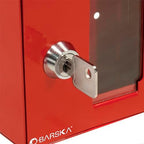 Barska Red Key Lock Breakable Glass Window Alarm Emergency Key Storage Lock Box with Attached Hammer for Home and Business