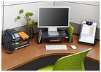 Safco Onyx Phone and Utility Tray with Drawer, Desktop Organizer, Durable Steel Mesh Construction, Black