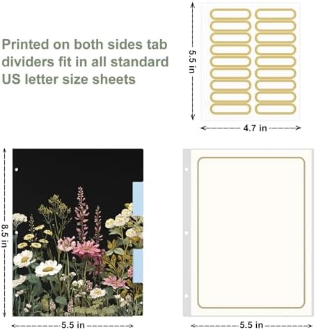 Rouidr Mini 3 Ring Binder with clipboard, 1 inch Round Binder Organizer, 8.5"x5.5" Cute Binder with 5 Dividers Tabs & Clear Sleeves, School Supplies, Office Supplies
