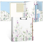 Rouidr 3 Ring Binder, 2 Inch Round Ring Binder Organizer with Clipboard, 5 Dividers Tabs, A4 8.5 x 11 Inch Paper & Clear Sleeves for School, Office Supplies, Wisteria
