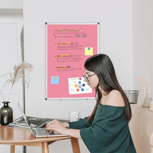Double-Sided White Board Dry Erase Magnetic Whiteboard Wall 36x24 Pink