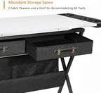 VECELO Drafting Table Art Desk Art Table Adjustable Drawing Table Tilted Tabletop with 2 Storage Drawers and Stool, Drawing Desk for Artist Painters Drawing, Crafting, Reading, Writing, White