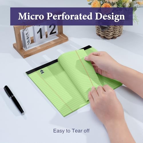 2 Pads Note Pads 11" x 9.5" Legal Pads College Ruled Notepad Micro Perforated Writing Pads Green Lined Paper 80GSM College Ruled Paper Pad of Paper 30 Sheets Notebook for School, To-Do Lists, Office