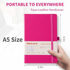 Heture Hardcover Notebooks, 6 Packs A5 Lined Journals Notebook for Writing 160 Pages, 8.2 x 5.5 inch, 6 Colors Classic Ruled Notebooks for College/Work/Travel (Fuchsia, 1 Pack)