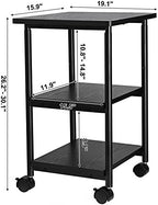 VASAGLE 3-Tier Printer Stand with Locking Wheels, Under Desk Printer Table
