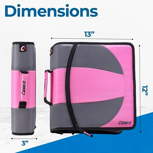 Case-it Dual Binder | Two 1.5" D-Rings | 600-Sheet | Dual-101 Light Pink