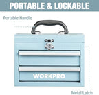WORKPRO Portable Mini Metal Tool Box with 2 Drawers