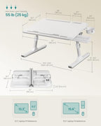 SONGMICS Bed Laptop Desk, Foldable, Adjustable Height, 15.7 x 22 Inches