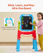 VEVOR Art Easel, 2-in-1 Double-Sided Art Painting Board with Magnetic Whiteboard & Chalkboard, Adjustable Standing Rotatable Detachable Writing & Drawing Board with Painting Accessories for Home