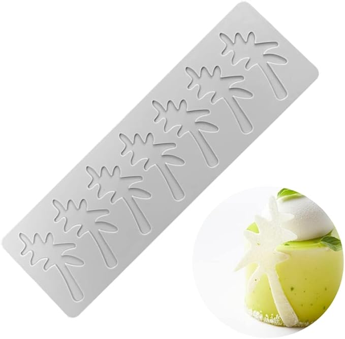 3D Hollow Leaf Fondant Lace Mold Multi Leaves Flower Candy Mold Chocolate Sugar Craft Cake Decoration Cupcake Top (C Coconut Tree_11.52 * 3.6 * 0.12inch)