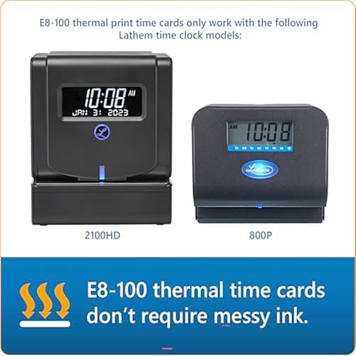 Lathem Weekly Employee Time Card Pack, 100 Count (E8-100) (Pack of 2)