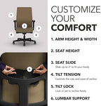HON Ignition 2.0 Ergonomic Office Chair, Lumbar Support, Quicksand