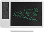 LCD Writing Tablet, 10 Inch Erasable Electronic Doodle Board with Digital Clock Calendar, Rechargeable Electronic Drawing Writing Board for Office Business and Home (White)
