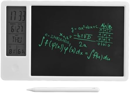 LCD Writing Tablet, 10 Inch Erasable Electronic Doodle Board with Digital Clock Calendar, Rechargeable Electronic Drawing Writing Board for Office Business and Home (White)