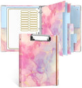 Rouidr Mini 3 Ring Binder with clipboard, 1 inch Round Binder Organizer, 8.5"x5.5" Cute Binder with 5 Dividers Tabs & Clear Sleeves, School Supplies, Office Supplies